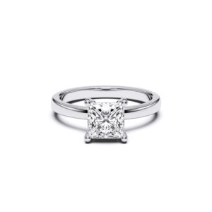 Anillo de compromiso solitario con diamante de corte princesa de 3.00 quilates F-G/VS cultivado en laboratorio, engastado en oro macizo para mujer - Product Image 3