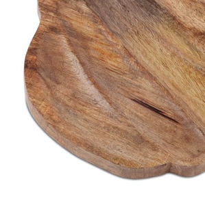 Plateau de service en bois charmant en forme de citrouille, avec grain de bois naturel et une poignée en argent ornée pour servir les aliments - Product Image 4