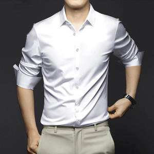 Camisa Formal Premium para Hombre, Satinada, Brillante, Corte Entallado, Manga Larga, Estilo Seda, para Oficina, Negocios, Fiestas, Modelo 2026 HD - Product Image 5