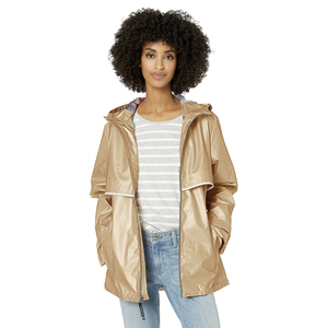 Chaqueta Impermeable con Capucha para Mujer, Dorada, Manga Larga, Corte Holgado, Cierre Frontal con Cremallera, Ropa de Primavera para Exteriores - Product Image 1