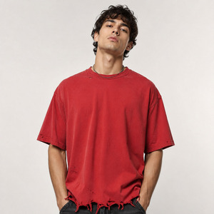 T-shirt Homme Oversize Streetwear Grammage Lourd, Style Grunge, Vintage, Effet Usé et Délavé à l'Acide - Product Image 2
