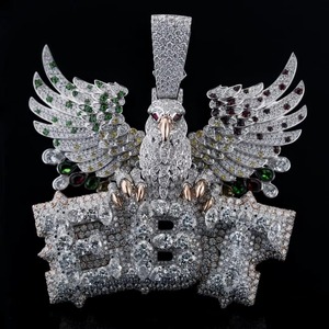 Pendentif Aigle Hip Hop Iced Out, Pendentif Diamant Personnalisé, Pendentif Aigle Personnalisé, Pendentif Moissanite Iced Out Personnalisé, Pendentif Prénom Personnalisé - Product Image 1