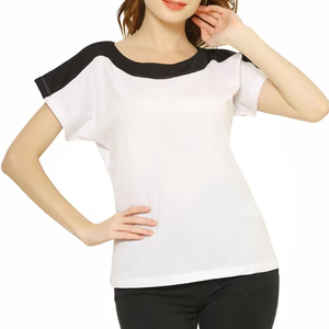 T-shirt en coton à manches courtes pour femme, 100% coton, haute qualité, impression personnalisée, coupe ample, prix bas, tendance, t-shirts pour femmes - Product Image 2