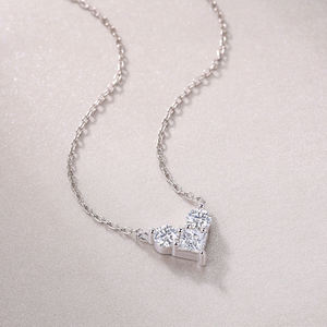 <b>Heart</b> <b>Shape</b> Moissanite Pendant Necklace 925 Silver Rhodium Plated Round Brilliant Cut Claw Setting Women's Classic <b>Box</b> Chain - Product Image 4