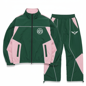 Ensemble de survêtement coupe-vent personnalisé pour homme, veste unisexe à fermeture éclair intégrale, résistante au vent et à l'eau, en nylon, décontractée, légère et unie - Product Image 1