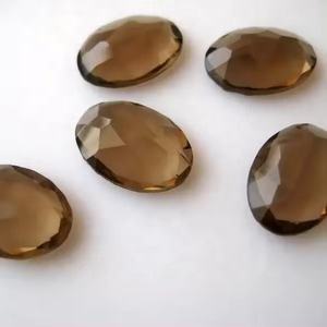 Le magasin en ligne 7x9mm Quartz fumé Rose Cut ovale dos plat Cabochon pierre naturelle en vrac approvisionnement régulier au prix d'usine de gros - Product Image 1