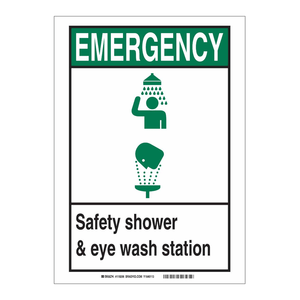 Panneau de signalisation d'urgence haute visibilité Brady pour douche de sécurité et station de lavage des yeux, 7 x 5 pouces, usage industriel - Product Image 2