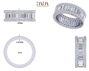 Anillo de Eternidad de Diamantes Cultivados en Laboratorio de Lujo, Oro Blanco de 10K, Corte Baguette, Chapado en Rodio, Certificado IGI, Anillo de Aniversario de Bodas - Product Image 2