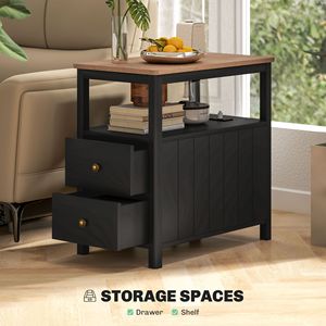 "<b>Black</b> <b>Console</b> <b>Table</b> with Charging Station USB Ports Drawers for Living Room" - Product Image 5