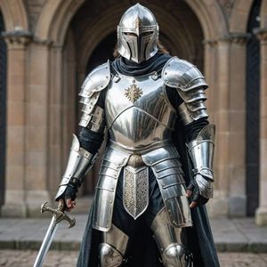 Armadura medieval de la mejor calidad, tipo Sugarloaf, en acero dulce de calibre 18, con acabado pulido, tamaño completo, aproximadamente 7 pies, con acabado pulido. - Product Image 4