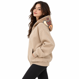 Sweat à capuche zippé graphique tendance pour femme, personnalisé, décontracté, en molleton doux, coupe oversize, style streetwear, OEM, marque privée, USA - Product Image 2