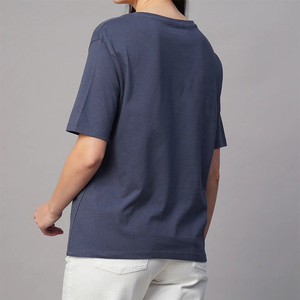 T-shirts d'été décontractés en jersey pour femmes, à manches courtes, col en V, anti-humidité, séchage rapide et respirants, couleur unie, vente en gros - Product Image 2