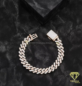 Bracelet cubain hip-hop haut de gamme en or rose avec pierres de moissanite VVS étincelantes – Bijou de luxe - Product Image 4