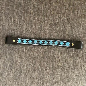 สายรัดคิ้วม้าหนังแท้ทำมือทนทาน,สายรัดคิ้วลายสีดำและสีฟ้าสำหรับม้าทุกขนาด - Product Image 6