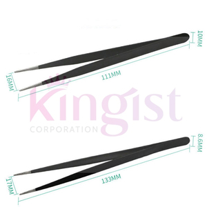 Custom 4-Piece Stainless Steel Handmade Eyebrow Makeup <b>Tool</b> Kit with Curved Slanted Pointed Eyelash Tweezers Set - Product Image 3