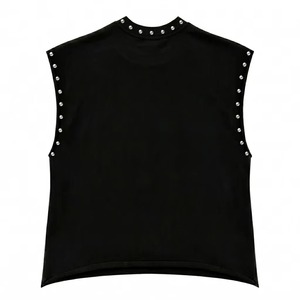 Camiseta sin Mangas con Gráficos de Diamantes de Imitación Personalizados, 100% Algodón Jersey, Tela Suave, Estilo Vintage, Unisex, Nueva Tendencia, OEM, Venta al Por Mayor - Product Image 2