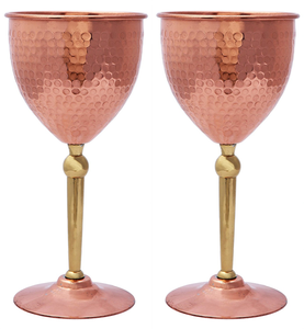Copa de Cobre Martillada Artesanal con Detalles en Latón, Cáliz Vintage de Lujo para Bar, Mesa de Comedor y Decoración - Product Image 2
