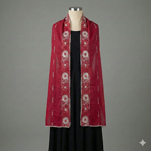 Pañuelo Hijab de Chifón Africano Largo de 12 Colores al por Mayor, Pequeño Pañuelo para Mujer Musulmana, Estilo Étnico, Bordado Floral con Pedrería, Uso Diario - Product Image 4