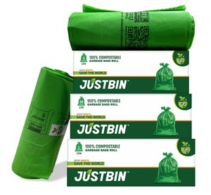 100% <b>Plastic</b> Free Compostable Flexo Printed Garbage Bags Roll Biodegradable Trash Liners for <b>Kitchen</b> Home and Office Waste - Product Image 5