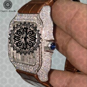 Reloj Rectangular de Lujo Charm_Jewells con Incrustaciones de Diamantes, 40 mm, Analógico, de Cuarzo, Unisex, con Correa de Cuero, Joyería de Moda - Product Image 6