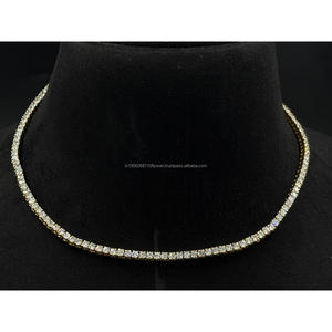 สร้อยคอประดับเพชรสีทองขาว14K สำหรับเทนนิสสร้อยคอแนวฮิปฮอปประดับอัญมณีวิบวับสำหรับบุรุษและสตรี - Product Image 1