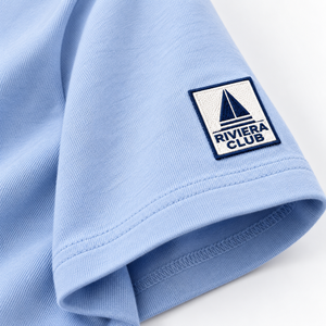 Camiseta de Cuello Redondo Azul Claro para Mujer Riviera Club, 100% Algodón, Corte Holgado, Casual, Manga Corta, Diseño con Parches, para Primavera/Verano - Product Image 5