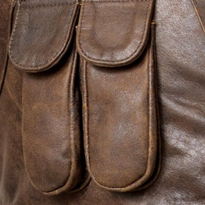 High Quality Finishing Men’s Vintage Brown Leather Vest Premium Handmade Motorcycle Waistcoat with Durable Stitching - Product Image 3
