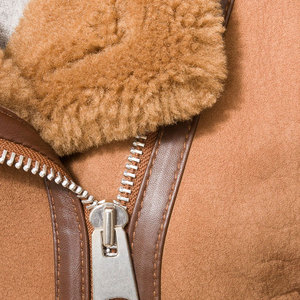 Women's Shearling Motorcycle <b>Jacket</b> With Fur Trim Zipper Closure Winter Warm <b>Biker</b> Style Full Sleeve <b>Suede</b> Coat - Product Image 6