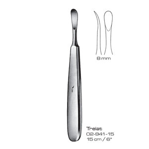Curette osseuse Trelat Raspatoriens 15 cm 8 mm Instrument chirurgical manuel Chirurgie générale Classe I Réutilisable Acier inoxydable Hôpital - Product Image 1