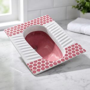 Modern Red Art Double Color <b>Ceramic</b> Squat Toilet <b>Pan</b> Orissa Eastern Sanitary Ware Indian Designer WC Export - Product Image 6