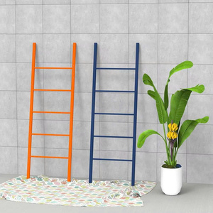 Échelle à serviettes en bambou à 5 marches, porte-plaids autoportant, en bambou massif, pour salle de bain, salon, chambre, personnalisable OEM, usine du Vietnam - Product Image 1