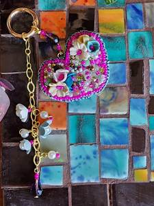Luxury Handmade Eco-Friendly Beaded Embroidery <b>Customized</b> Shape <b>Keychain</b> Stylish Purse Charm Key Holder Elegant Hand Embroidered - Product Image 4