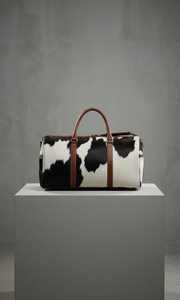 Bolsa de Viaje de Fin de Semana Ligera con Cierre, de Cuero Genuino de Primera Calidad con Pelo de Vaca, Modelo LHDB-0138 - Product Image 2