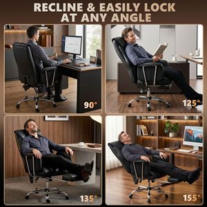 Sedia da Ufficio Direzionale con Schienale Alto, Massaggio a Vibrazione a 6 Punti, Poggiapiedi in Pelle PU, Base in Nylon Nero, Materiale in Legno - Product Image 6