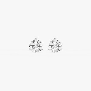 Pendientes de Diamante Cultivado en Laboratorio con Corte Brillante y Diseño Moderno, Tres Puntas, Oro de 14 Quilates, Baño de Rodio, Certificado IGI, Claridad VVS2 - Product Image 1