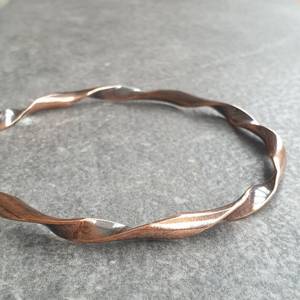 Belladec Handcrafted Twisted <b>Copper</b> <b>Bangle</b> Bracelet Artisan Spiral Design Classic Elegant Minimalist Jewelry Daily Wear Gift for - Product Image 3