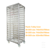 Penutup Troli Roti Transparan PVC Atlas Star Model SN-1990/SN-1975 Komersial untuk Toko Roti, Restoran, Dapur 740x545x1700mm