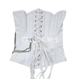 Corset en jean blanc avec accessoires de style punk - Product Image 6