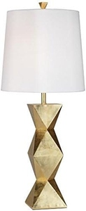 Modern Luxury Gold Geometric Faceted <b>Table</b> Lamp Nordic <b>LED</b> <b>Bedside</b> Light White Fabric Shade for Hotel Bedroom Home Decor - Product Image 2