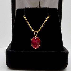 Collar de Rubí Natural, Plata de Ley 925, Chapado en Oro de 14K, Diseño de Estrella Vintage, Regalo de Aniversario para Mujer, Elegante Colgante - Product Image 1