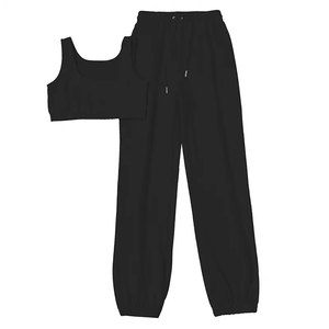 Conjunto Deportivo Casual de 2 Piezas para Mujer, Color Lila, Top Corto sin Mangas, Pantalones Cortos de Cintura Alta, Tejido Transpirable de Poliéster/Algodón - Product Image 6