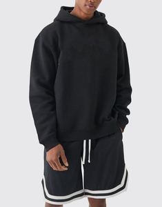 Ensemble de survêtement décontracté pour homme, sweat à capuche à manches longues et short, en molleton de coton uni respirant, personnalisable avec logo OEM, pour l'entraînement - Product Image 4