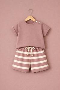 Ensemble T-shirt et short en coton biologique pour garçons, vêtements décontractés pour bébés garçons, doux et respirants, pour toutes les saisons, vêtements pour tout-petits, OEM, étiquette privée - Product Image 2