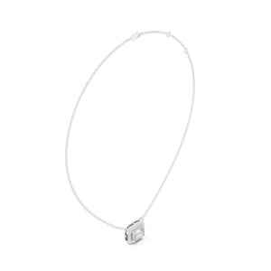 Collar con Colgante de Diamante Corte Esmeralda con Halo en Oro Rosa de 14K, Joyería para Mujer, Oro Cultivado en Laboratorio, para Regalo de Boda o Fiesta - Product Image 6