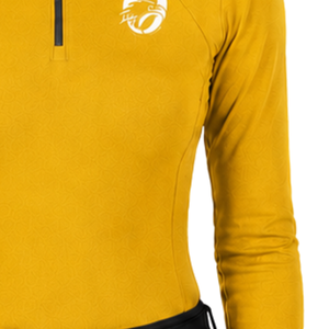 Haut de performance équestre pour femme, jaune moutarde, à manches longues, avec quart de zip, extensible et respirant - Product Image 6