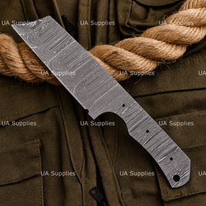 Cuchillo de Caza de Hoja Fija de Acero de Damasco Forjado a Mano, Punta Caída, Tipo Bull Cutter, Hoja Lisa, Espiga Completa, Kit DIY OEM para Fabricación - Product Image 5