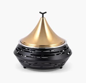 Marmite moderne en métal noir avec couvercle en verre trempé, poignée en acier inoxydable, pot décoratif pour servir les aliments - Product Image 3