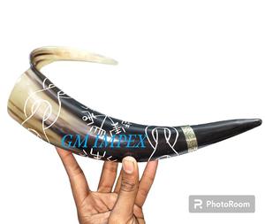 Cuerno para beber vikingo de ágata genuina seguro para los alimentos con soporte de cuero estilo Animal náutico para boda hogar Hotel - Product Image 5