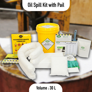 Kit anti-déversement d'hydrocarbures portable 30L avec seau, kit de réponse aux déversements pour le contrôle des déversements d'huile, de carburant, de diesel, usage industriel, fuites d'hydrocarbures, usine, atelier - Product Image 2