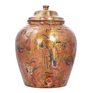 High Quality Enamel Printed Copper Water <b>Dispenser</b> Decorative Water Storage Vessel with Tap Ideal for Kitchen Dining Hospitality - Product Image 3